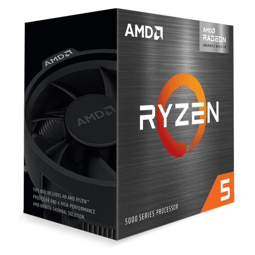 A large main feature product image of AMD Ryzen 5 5600G 6 Core 12 Thread Up To 4.4Ghz AM4 APU Retail Box - With Wraith Stealth Cooler