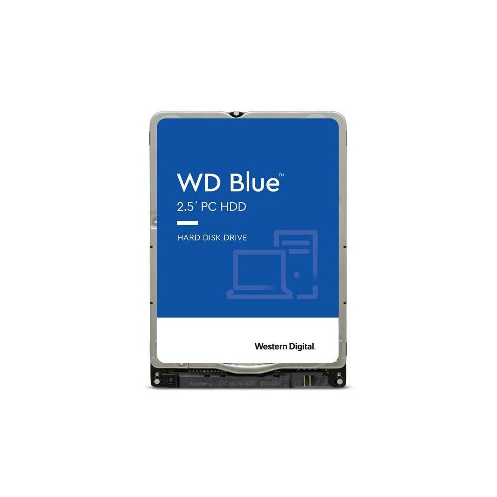 A large main feature product image of WD Blue 2.5" Notebook HDD - 2TB 128MB