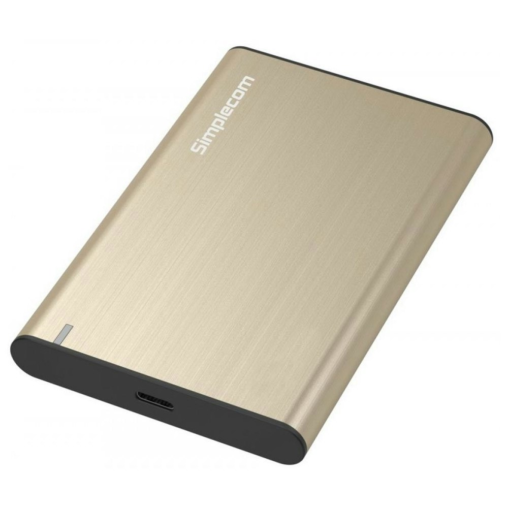 A large main feature product image of Simplecom SE221 Aluminium 2.5" SATA HDD/SSD USB3.1 Enclosure - Gold