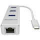 A small tile product image of Simplecom CHN421 USB-C to 3 Port USB-A HUB w/ Gigabit Ethernet Adapter - Silver
