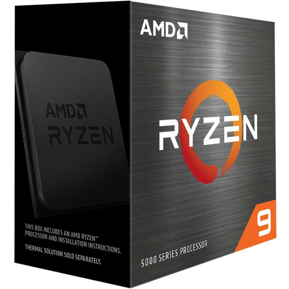 A large main feature product image of AMD Ryzen 9 5950X 16 Core 32 Thread Up To 4.9Ghz  AM4 - No HSF Retail Box