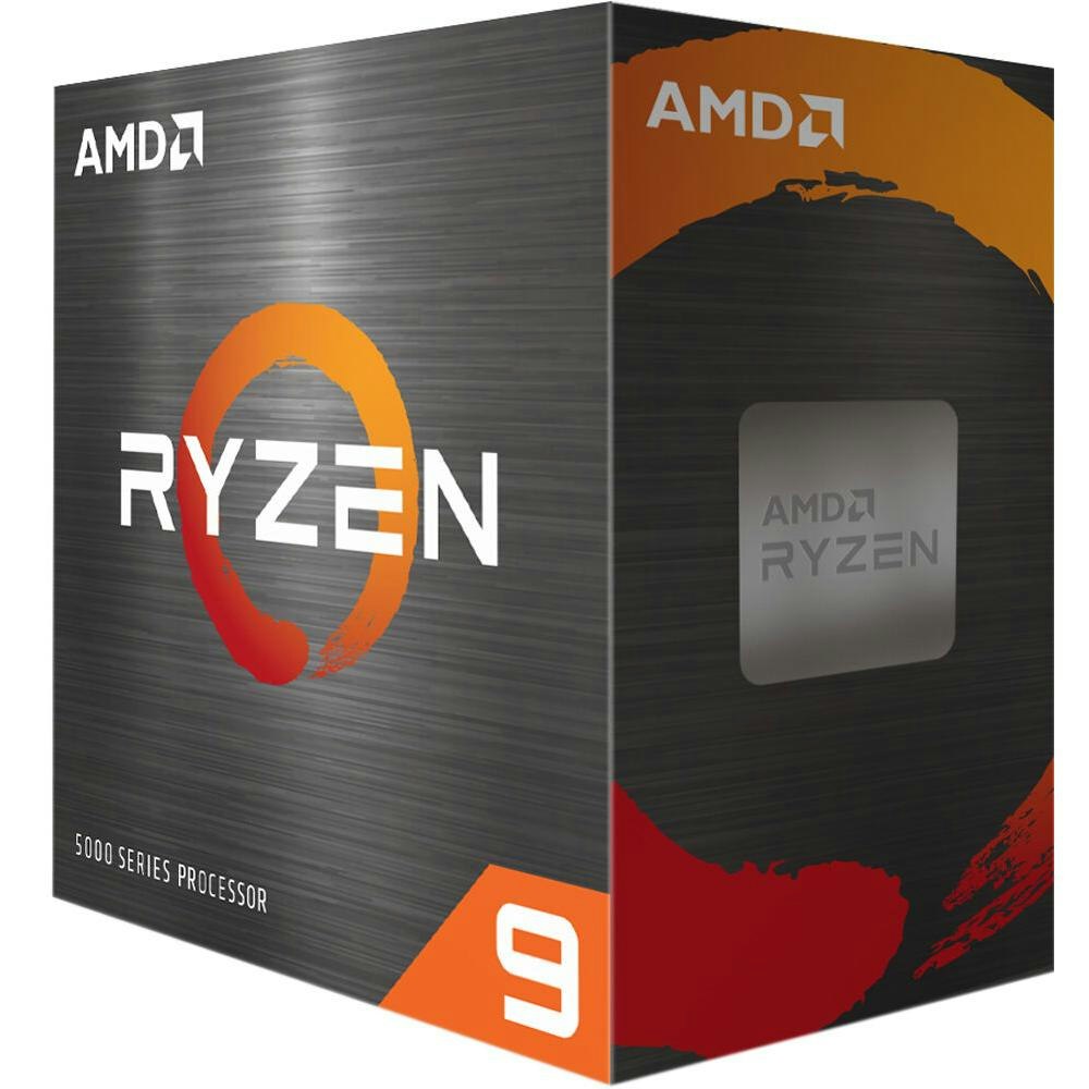 A large main feature product image of AMD Ryzen 9 5950X 16 Core 32 Thread Up To 4.9Ghz  AM4 - No HSF Retail Box