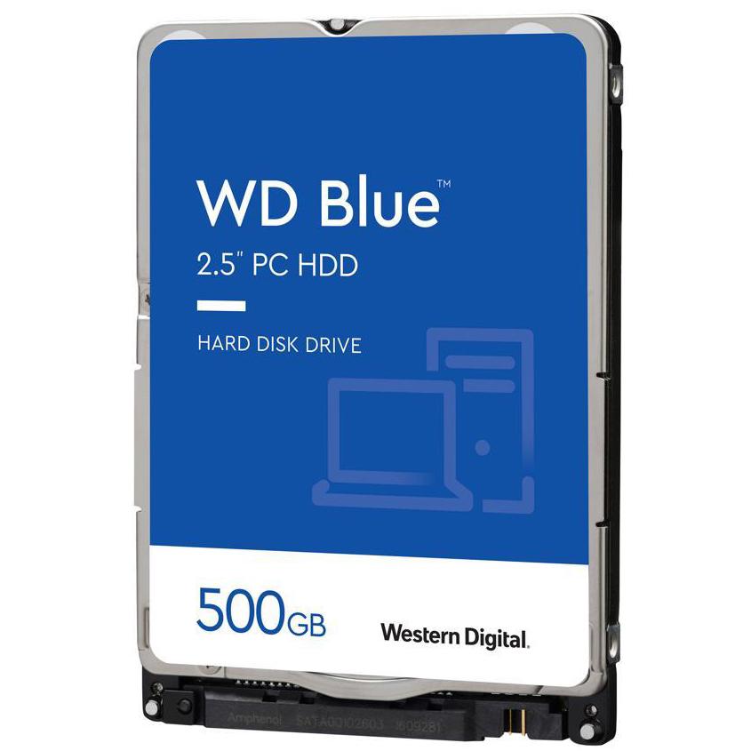 A large main feature product image of WD Blue 2.5" Notebook HDD - 500GB 16MB