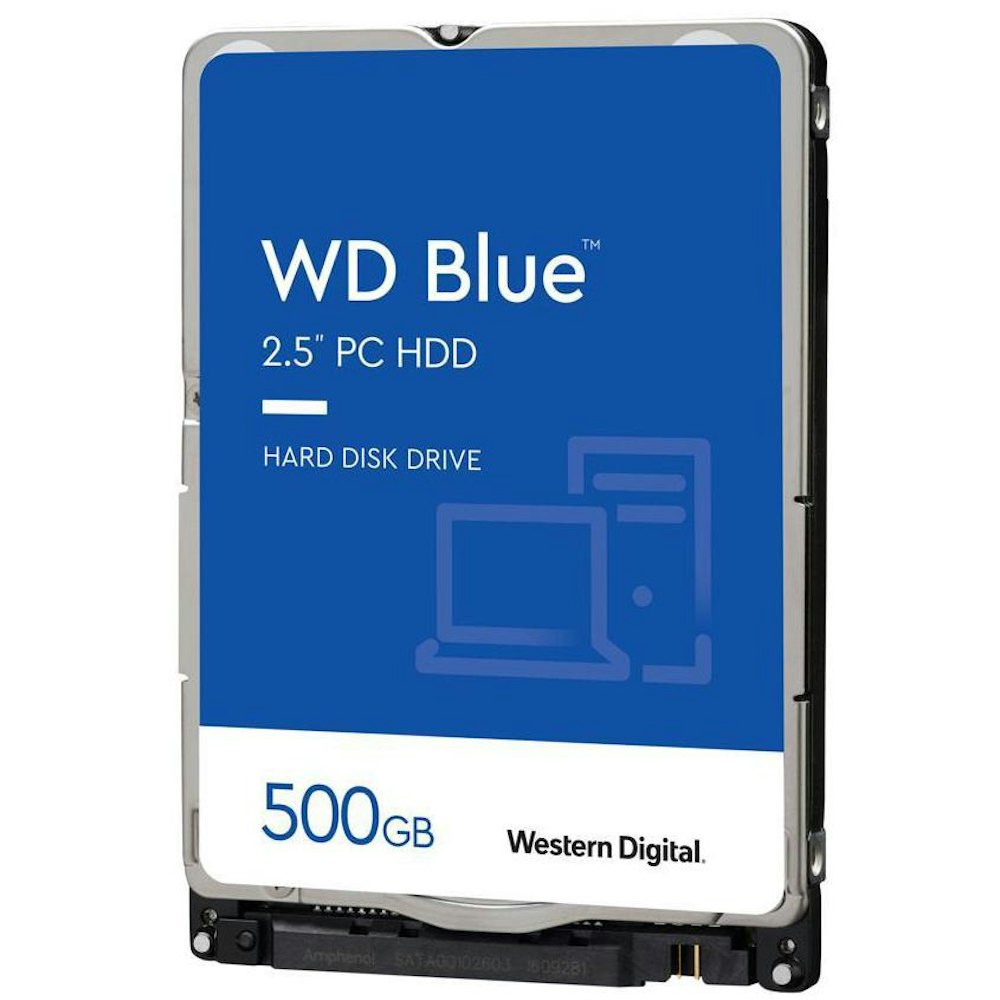 A large main feature product image of WD Blue 2.5" Notebook HDD - 500GB 16MB