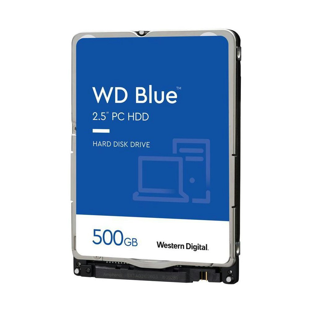 A large main feature product image of WD Blue 2.5" Notebook HDD - 500GB 16MB