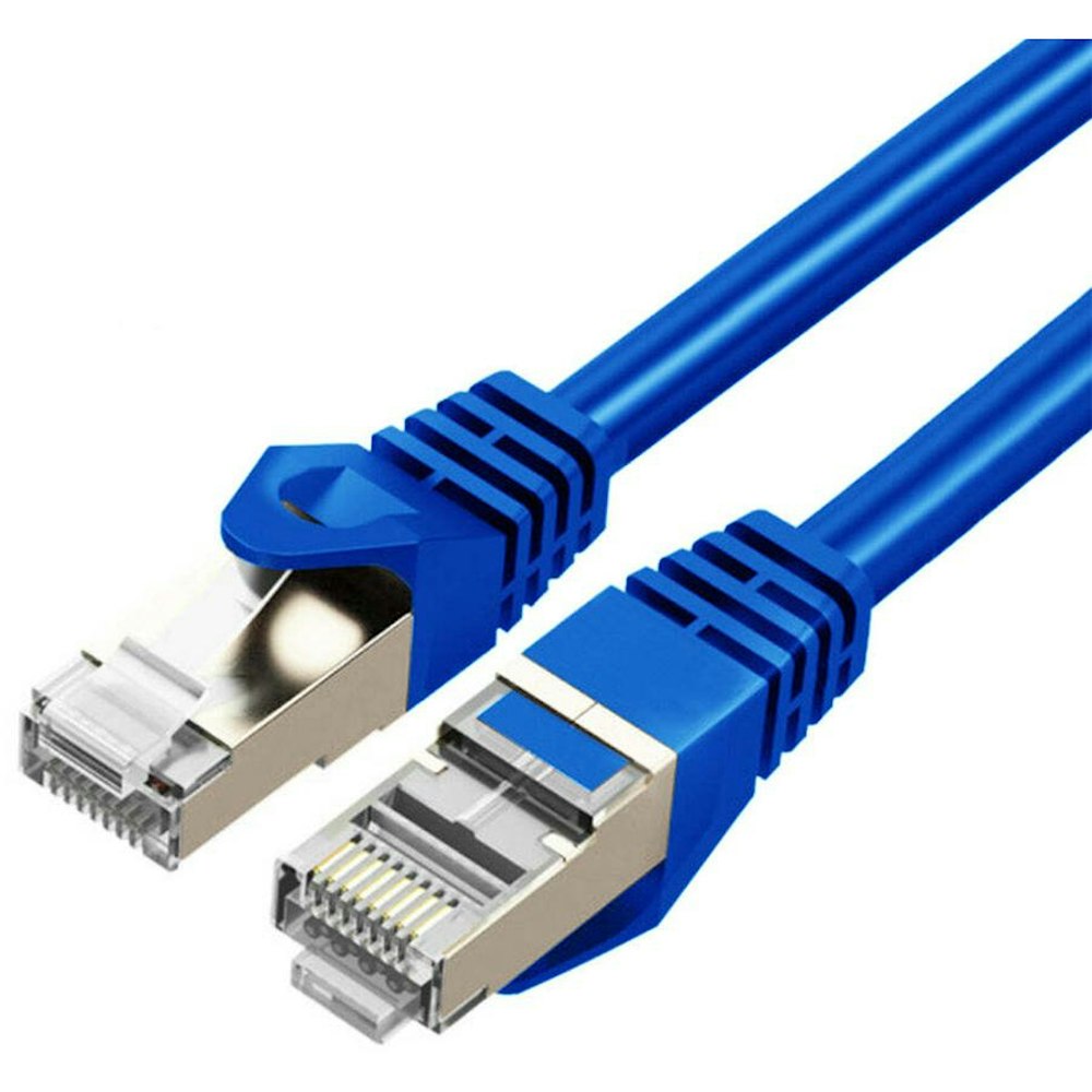 A large main feature product image of Cruxtec Cat7 0.3m 10GbE SF/FTP Triple Shielding Network Cable Blue