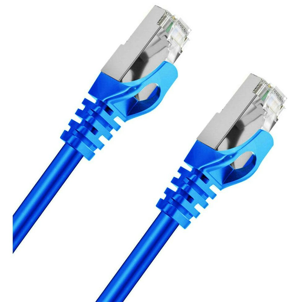 A large main feature product image of Cruxtec Cat7 15m 10GbE SF/FTP Triple Shielding Network Cable Blue