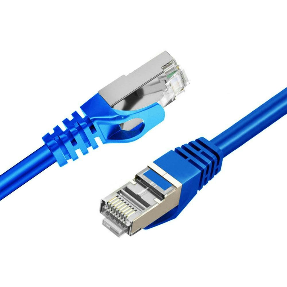 A large main feature product image of Cruxtec Cat7 50m 10GbE SF/FTP Triple Shielding Network Cable Blue