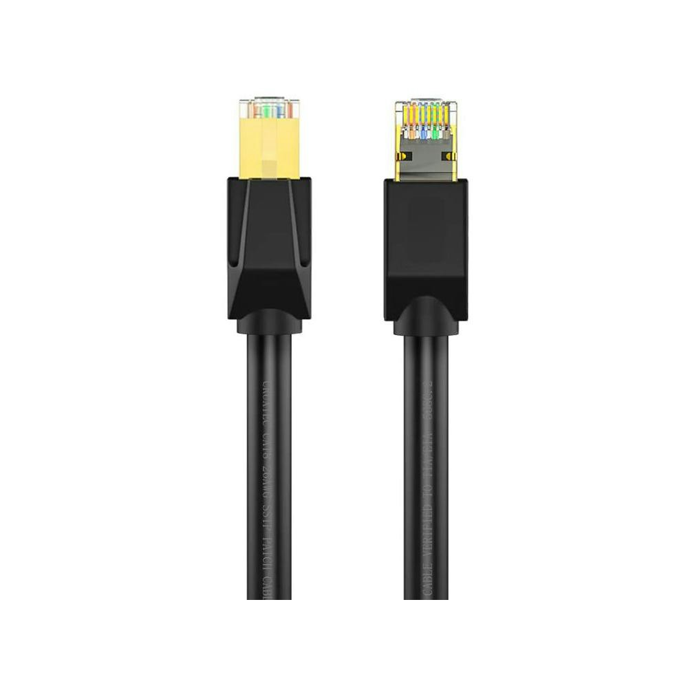 A large main feature product image of Cruxtec CAT8 0.3m 40GbE S/STP Triple Shielding Ethernet Cable Black