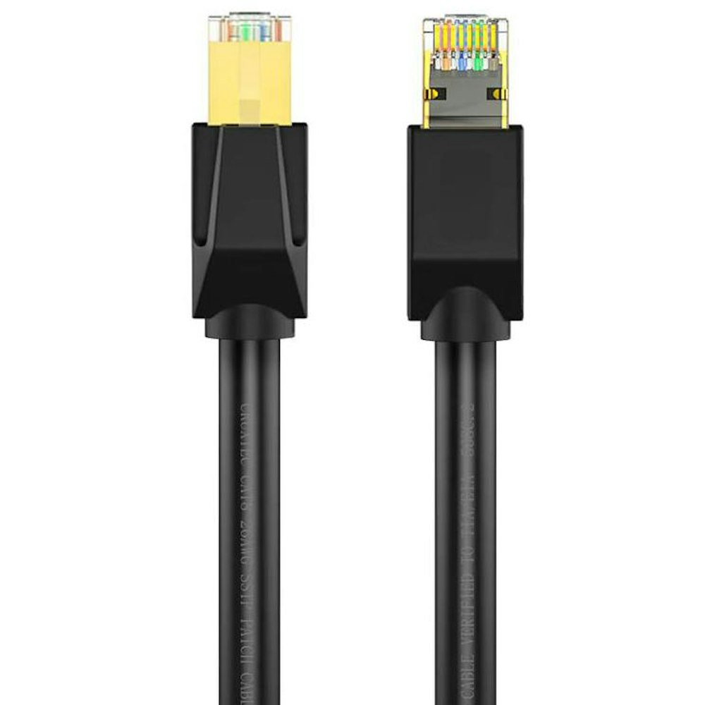 A large main feature product image of Cruxtec CAT8 2m 40GbE SF/FTP Triple Shielding Ethernet Cable Black