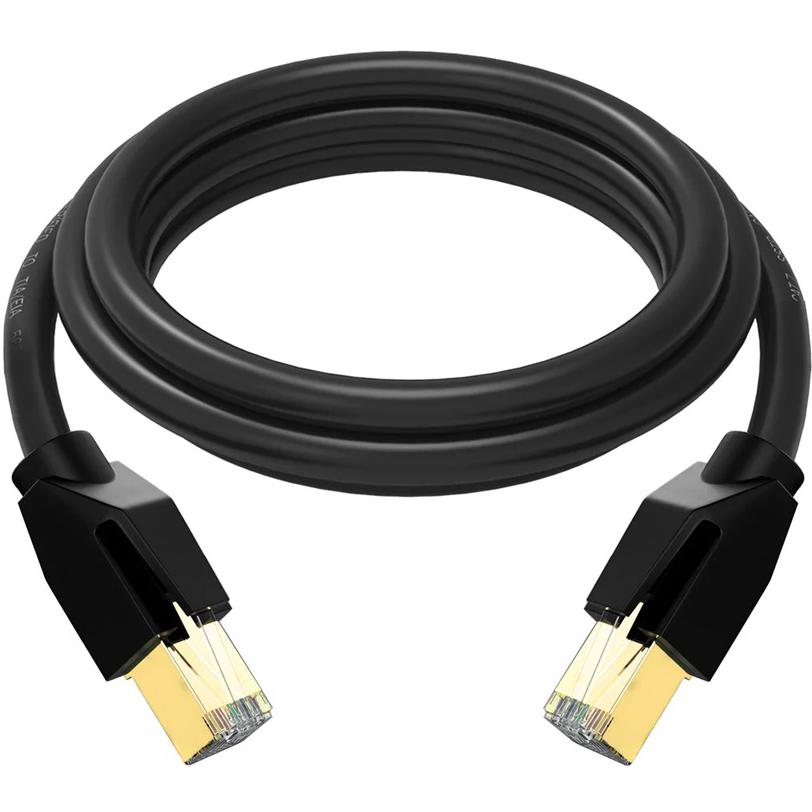 A large main feature product image of Cruxtec CAT8 2m 40GbE S/STP Triple Shielding Ethernet Cable Black