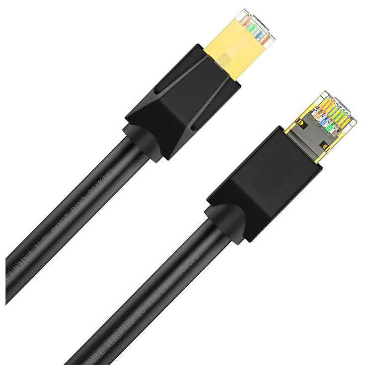 A large main feature product image of Cruxtec CAT8 3m 40GbE S/STP Triple Shielding Ethernet Cable Black