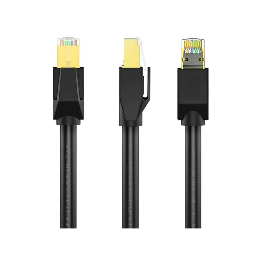 A large main feature product image of Cruxtec CAT8 3m 40GbE S/STP Triple Shielding Ethernet Cable Black