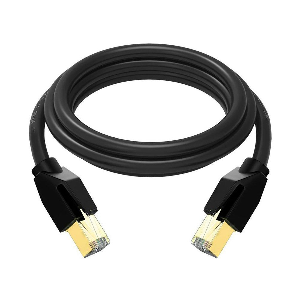 A large main feature product image of Cruxtec CAT8 15m 40GbE SF/FTP Triple Shielding Ethernet Cable Black