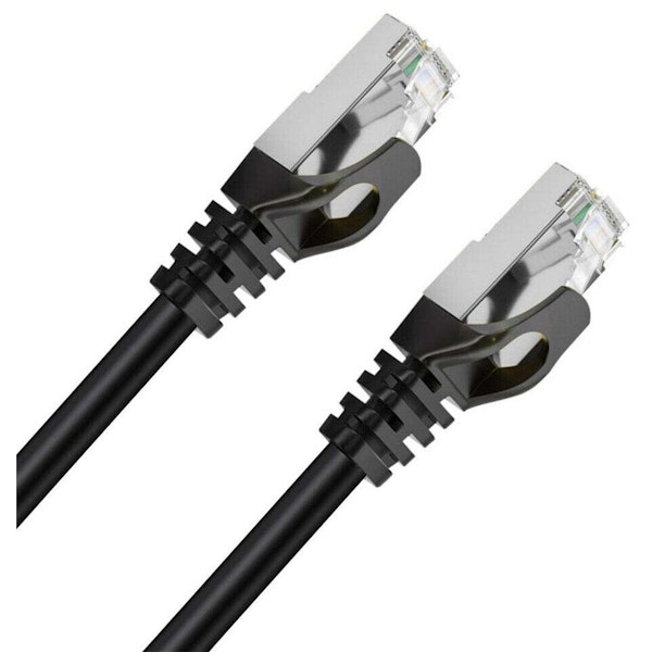 A product image of Cruxtec CAT7 0.3m 10GbE SF/FTP Triple Shielding Network Cable Black