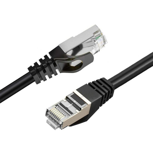 A product image of Cruxtec CAT7 0.3m 10GbE SF/FTP Triple Shielding Network Cable Black