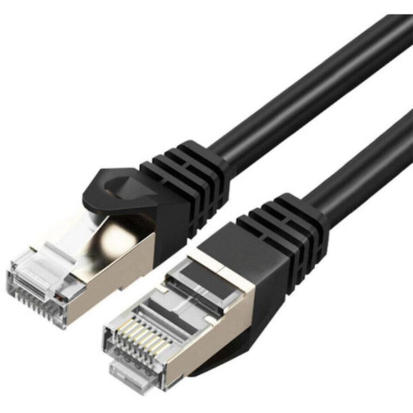 A product image of Cruxtec CAT7 0.3m 10GbE SF/FTP Triple Shielding Network Cable Black