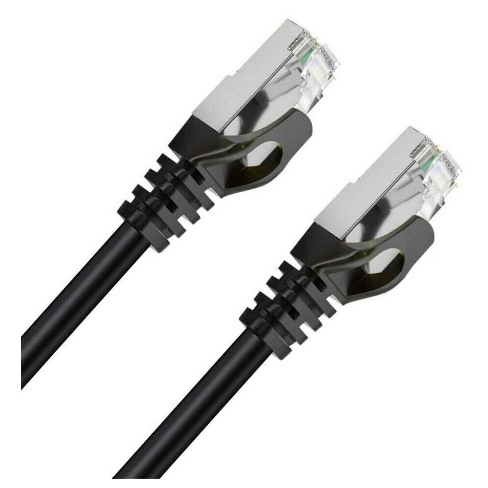 A large main feature product image of Cruxtec CAT7 10m 10GbE SF/FTP Triple Shielding Network Cable Black