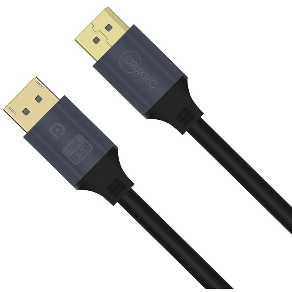 A large main feature product image of Cruxtec 16K DisplayPort Cable V2.1 - 2m