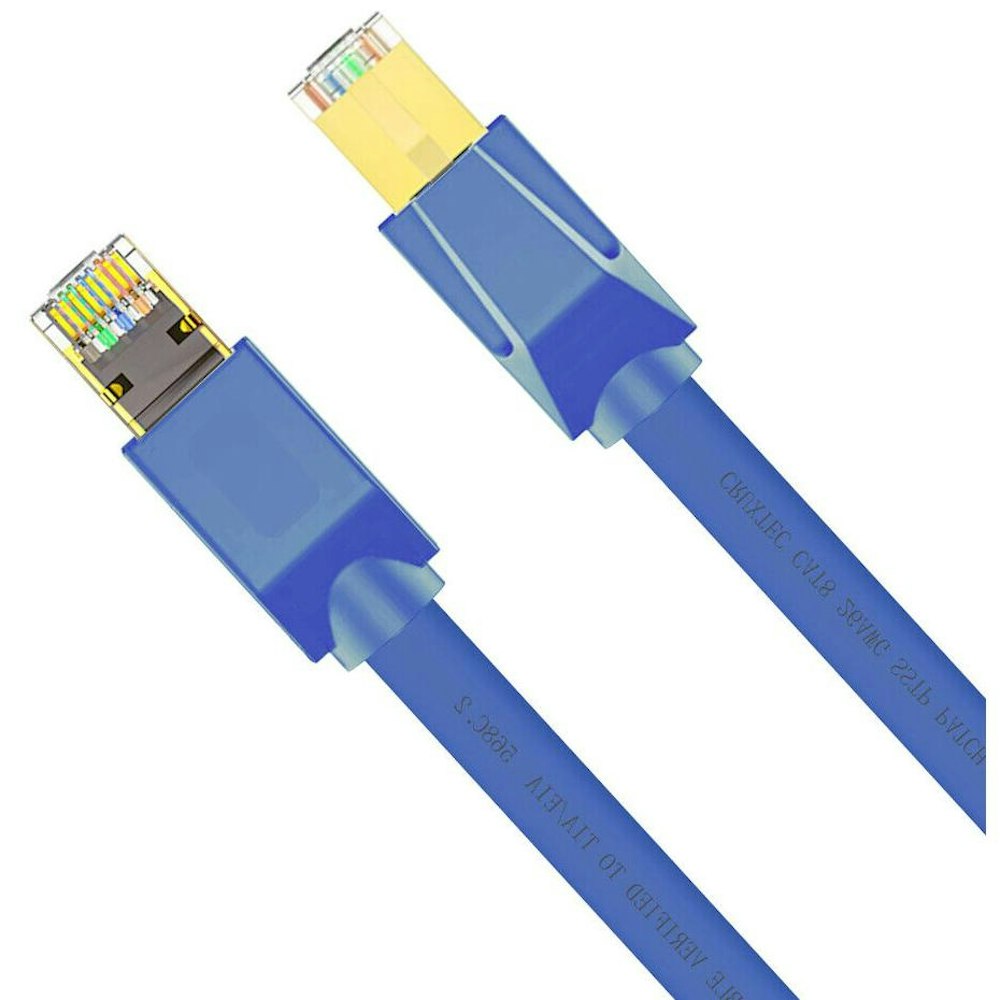 A large main feature product image of Cruxtec CAT8 0.3m 40GbE SF/FTP Triple Shielding Ethernet Cable Blue