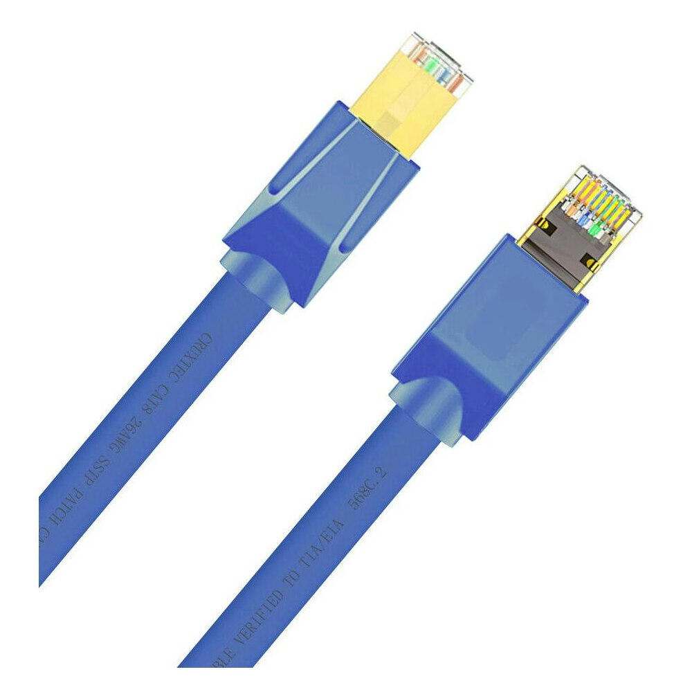 A large main feature product image of Cruxtec CAT8 5m 40GbE S/STP Triple Shielding Ethernet Cable Blue