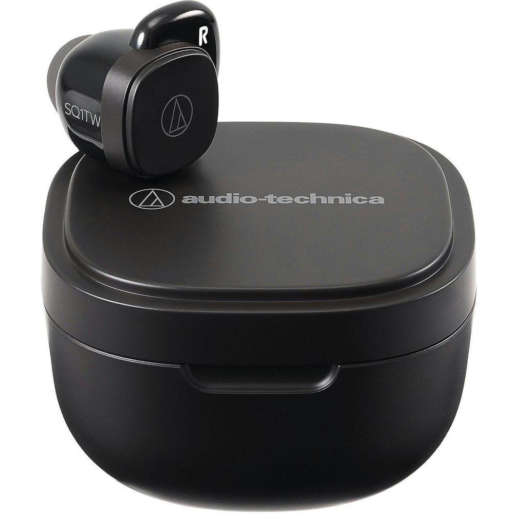 A large main feature product image of Audio-Technica ATH-SQ1TW Wireless Earbuds - Black