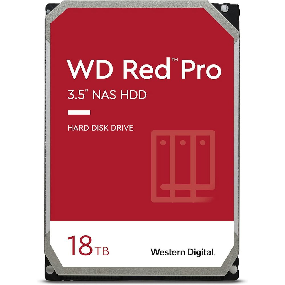A large main feature product image of WD Red Pro 3.5" NAS HDD - 18TB 256MB