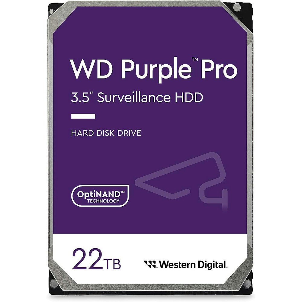 A large main feature product image of WD Purple Pro 3.5" Surveillance HDD - 22TB 512MB