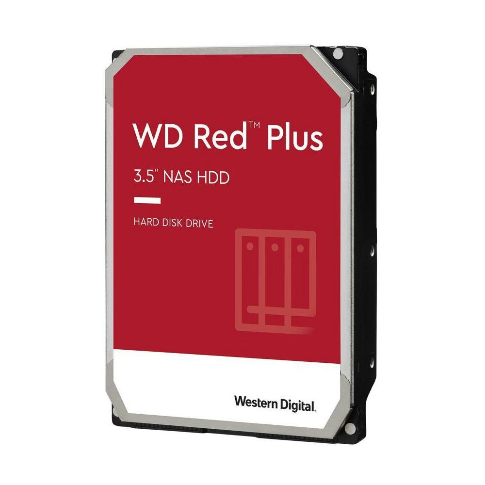 A large main feature product image of WD Red Plus 3.5" NAS HDD - 10TB 256MB