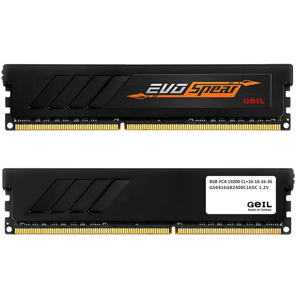 A large main feature product image of GeIL 16GB Kit (2x8GB) DDR4 EVO SPEAR C16 2400MHz - Black