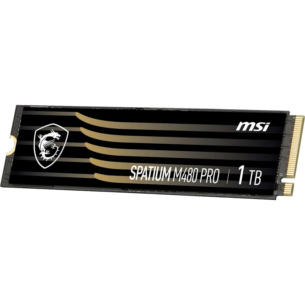 A large main feature product image of MSI Spatium M480 PRO PCIe 4.0 NVMe M.2 SSD - 1TB