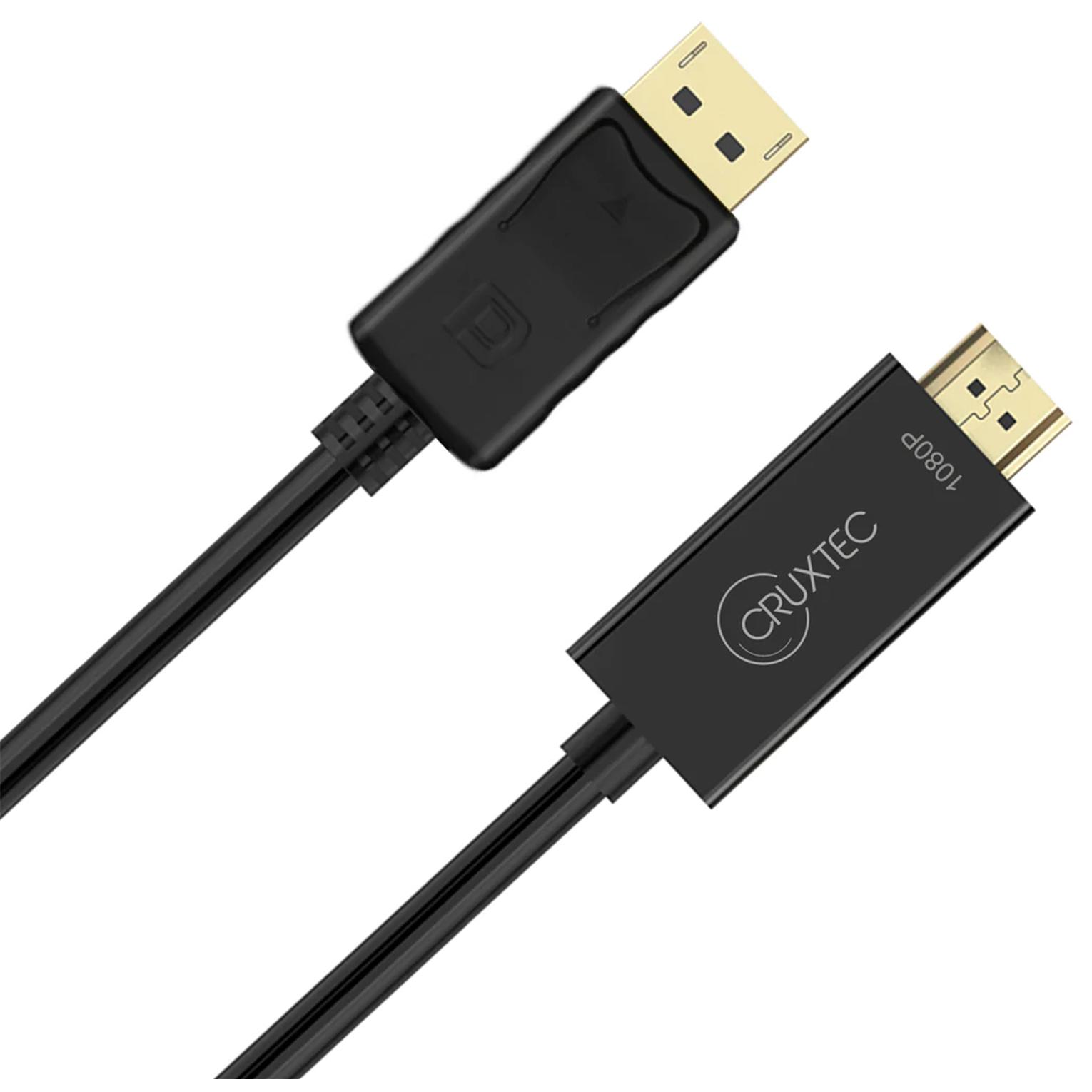 A large main feature product image of Cruxtec Displayport to HDMI 1.4 Cable - 2m