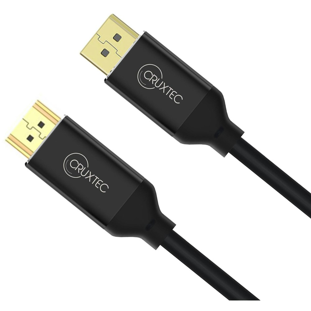 A large main feature product image of Cruxtec Displayport to HDMI 2.1 Cable - 2m
