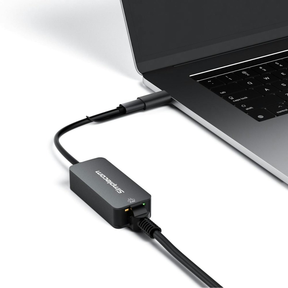 A large main feature product image of Simplecom NU405 SuperSpeed USB-C and USB-A to 2.5G Ethernet Network Adapter
