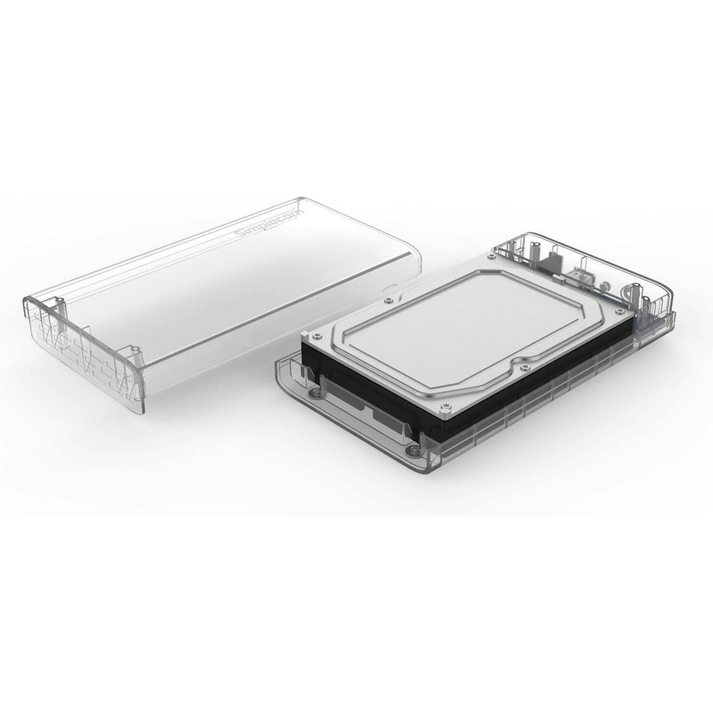 A large main feature product image of Simplecom SE301-CL 3.5" SATA to USB 3.0 Hard Drive Docking Enclosure - Clear