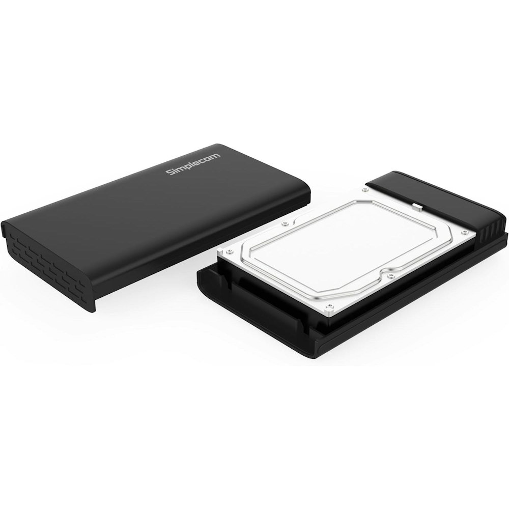 A large main feature product image of Simplecom SE301-BK 3.5" SATA to USB 3.0 Hard Drive Docking Enclosure - Black