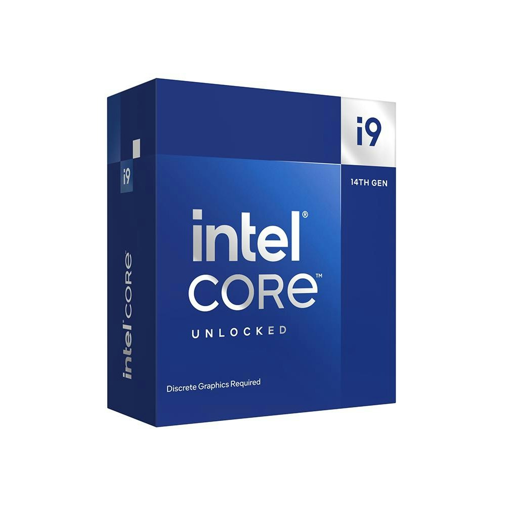 A large main feature product image of Intel Core i9 14900KF Raptor Lake 24 Core 32 Thread Up To 6.0GHz - No HSF/No iGPU Retail Box