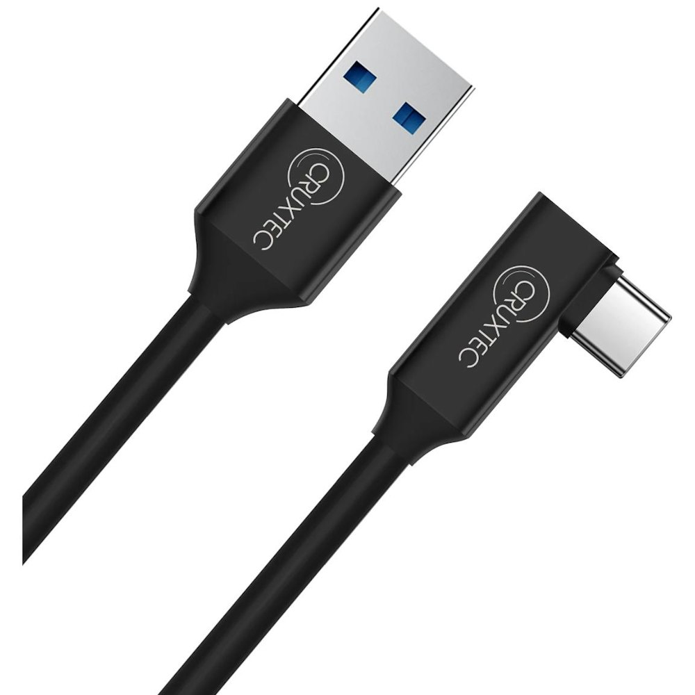 A large main feature product image of Cruxtec USB-A to USB-C 90 Degree Angle VR Cable - 3m