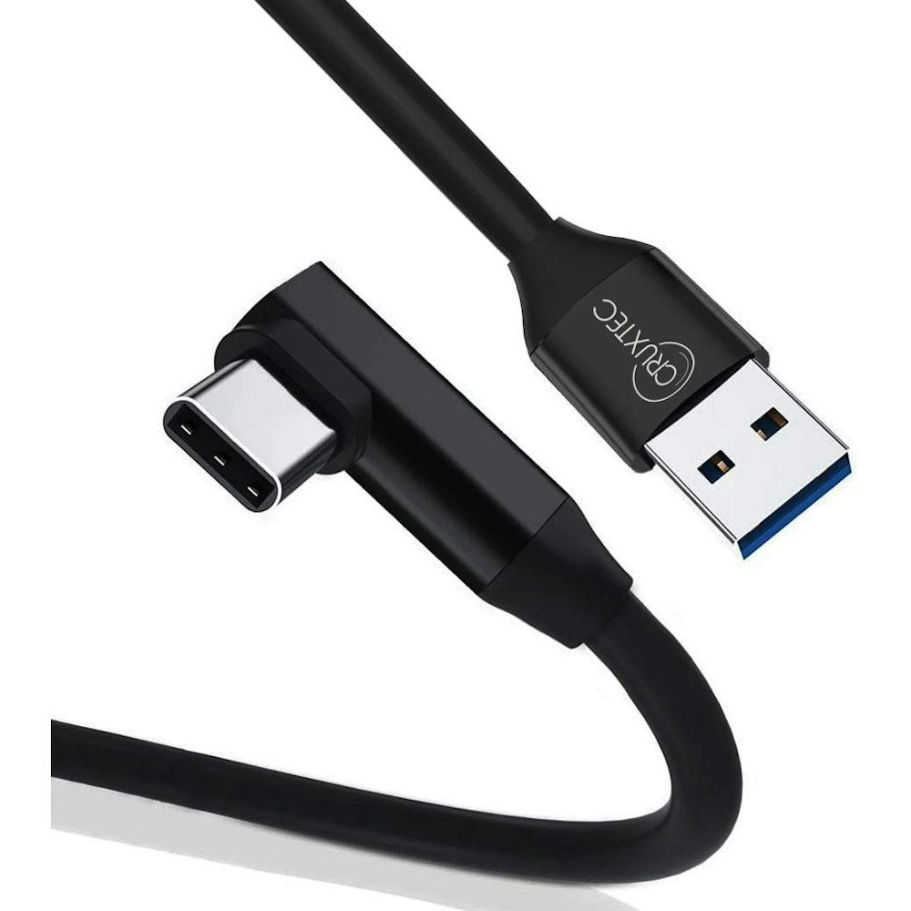 A large main feature product image of Cruxtec USB-A to USB-C 90 Degree Angle VR Cable - 3m