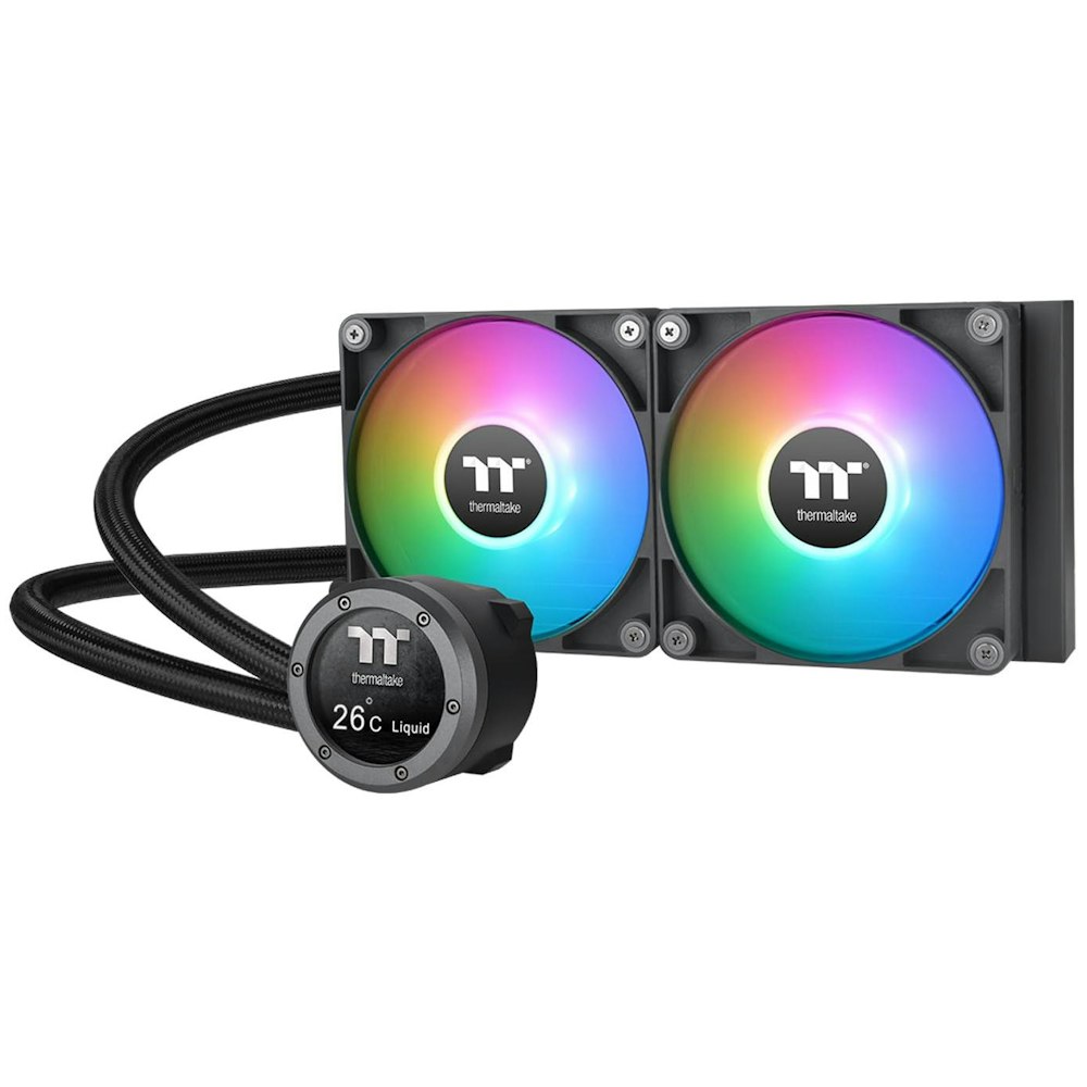 A large main feature product image of Thermaltake TH240 V2 Ultra ARGB - 240mm AIO Liquid CPU Cooler with LCD Display