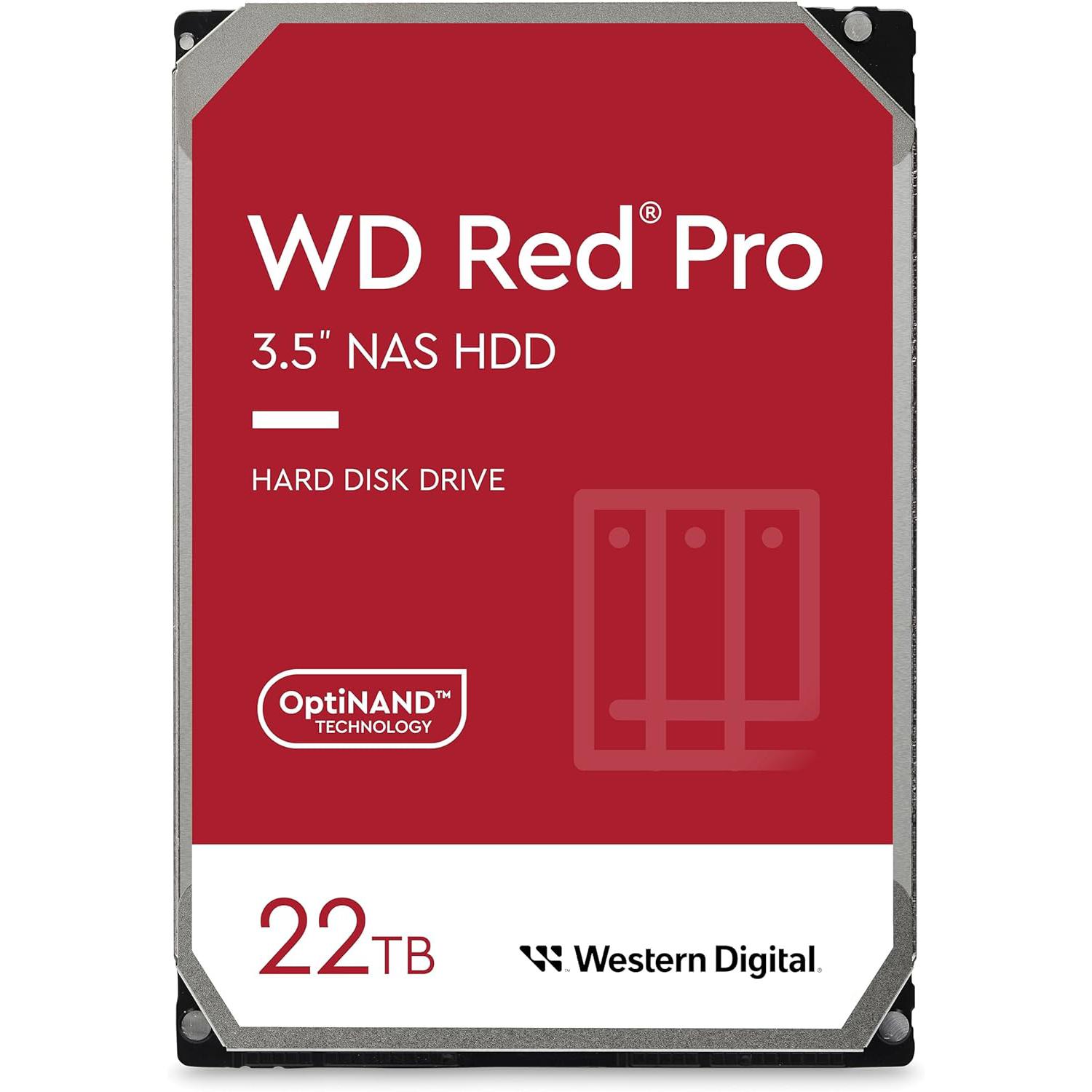 A large main feature product image of WD Red Pro 3.5" NAS HDD - 22TB 512MB