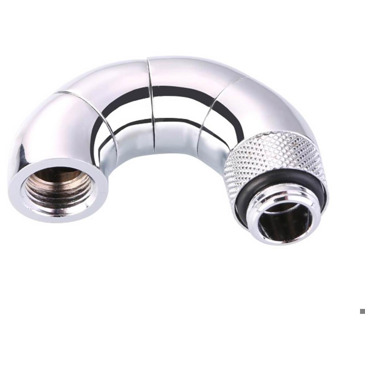 A large main feature product image of Bykski G1/4" 180 Degree Triple Rotary Elbow Fitting (Silver)