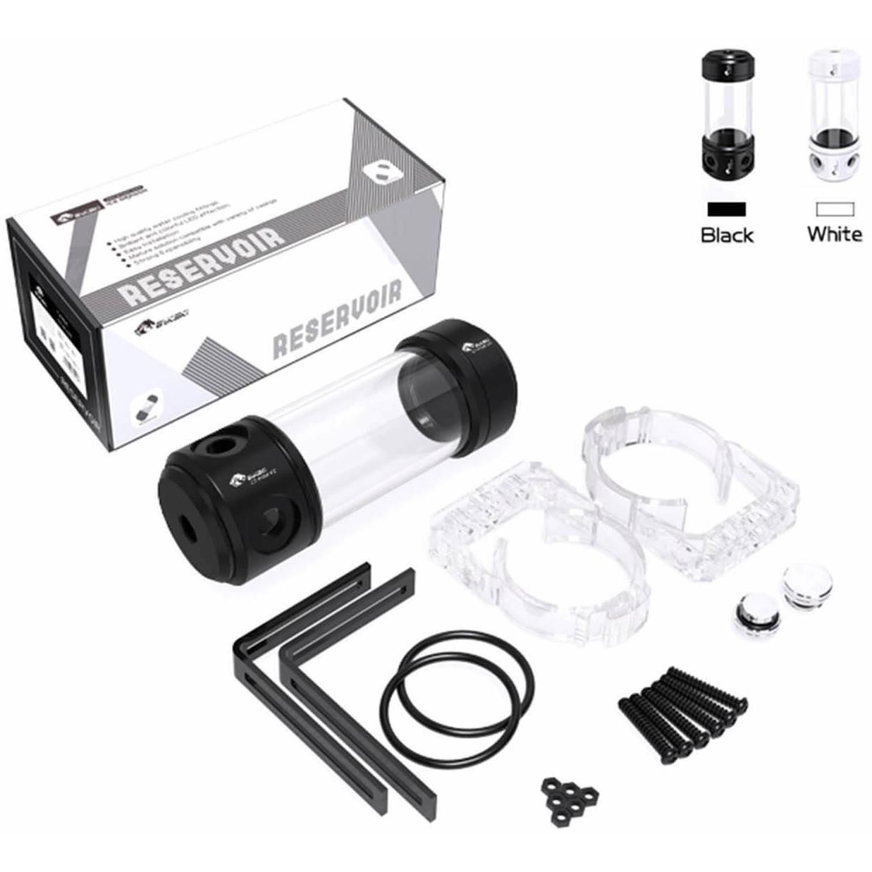 A large main feature product image of Bykski 150mm Cylindrical Reservoir (Acetal/Acrylic)