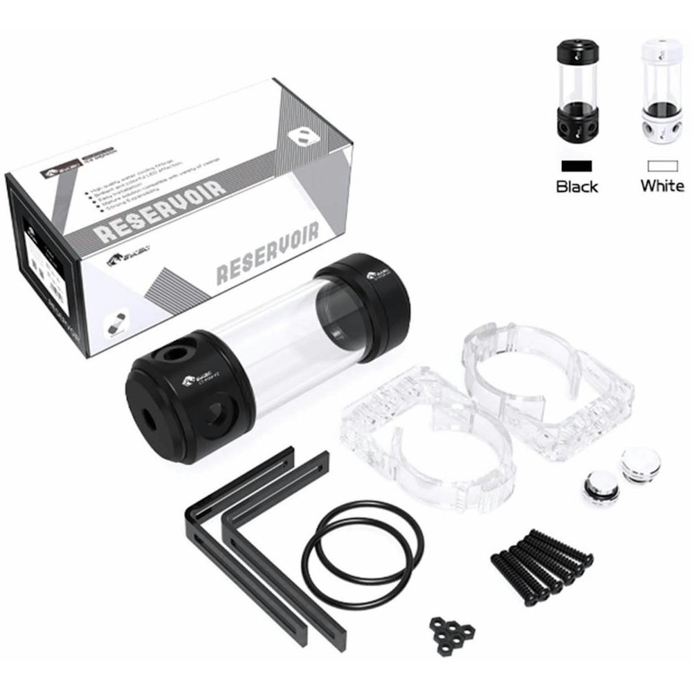 A large main feature product image of Bykski 150mm Cylindrical Reservoir (Acetal/Acrylic)