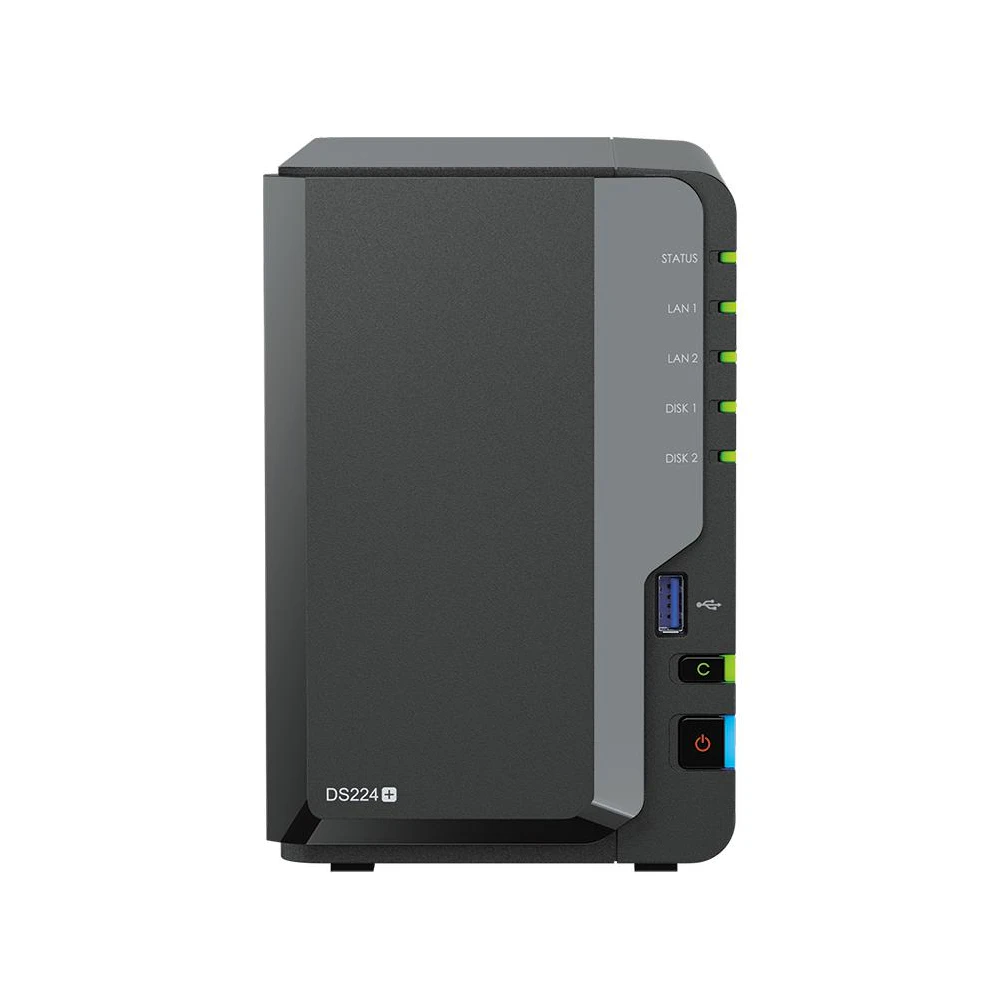 A large main feature product image of Synology DiskStation DS224+ 2-Bay NAS (2.0GHz Celeron 4-Core, 2GB RAM, 1GbE)