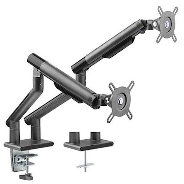 Brateck Dual Monitor Premium Slim Aluminum Spring-Assisted Monitor Arm Fits  Most 17-32 - Black