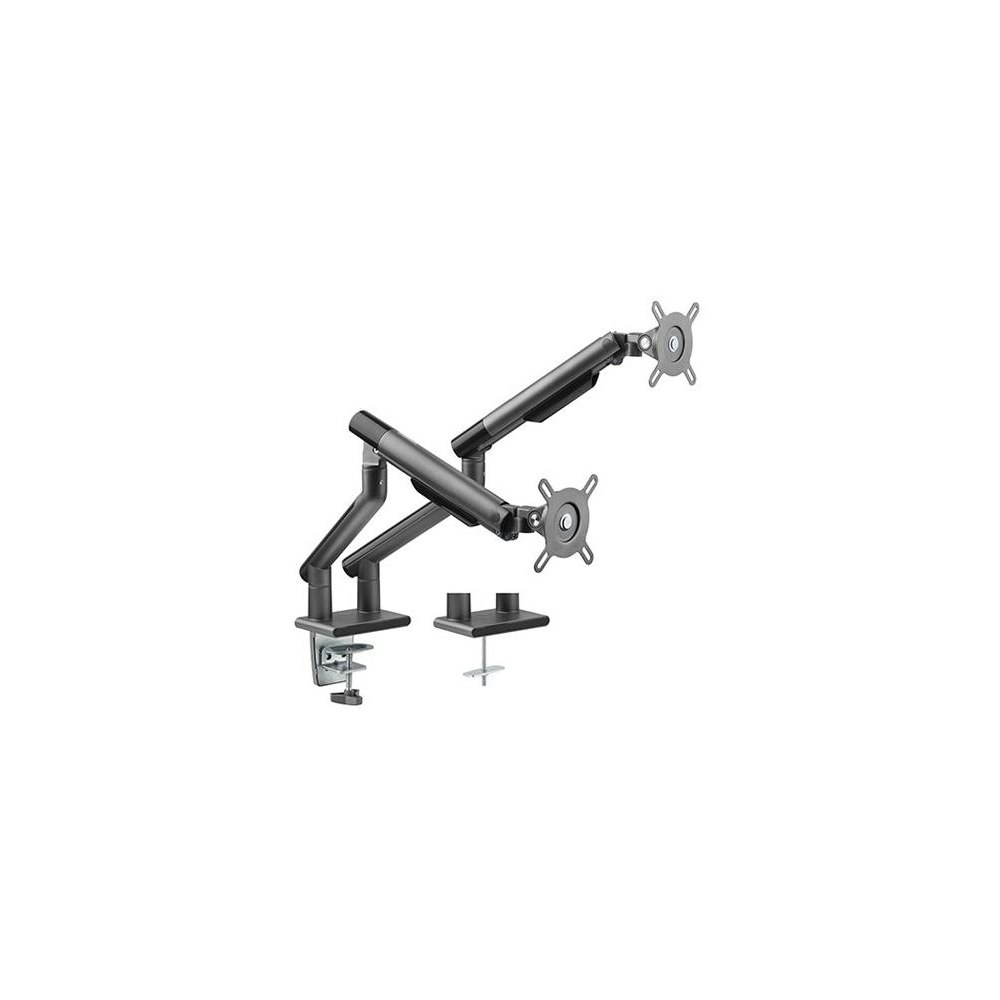 A large main feature product image of Brateck Dual Monitor Premium Slim Aluminum Spring-Assisted Monitor Arm Fits Most 17"-32" - Black