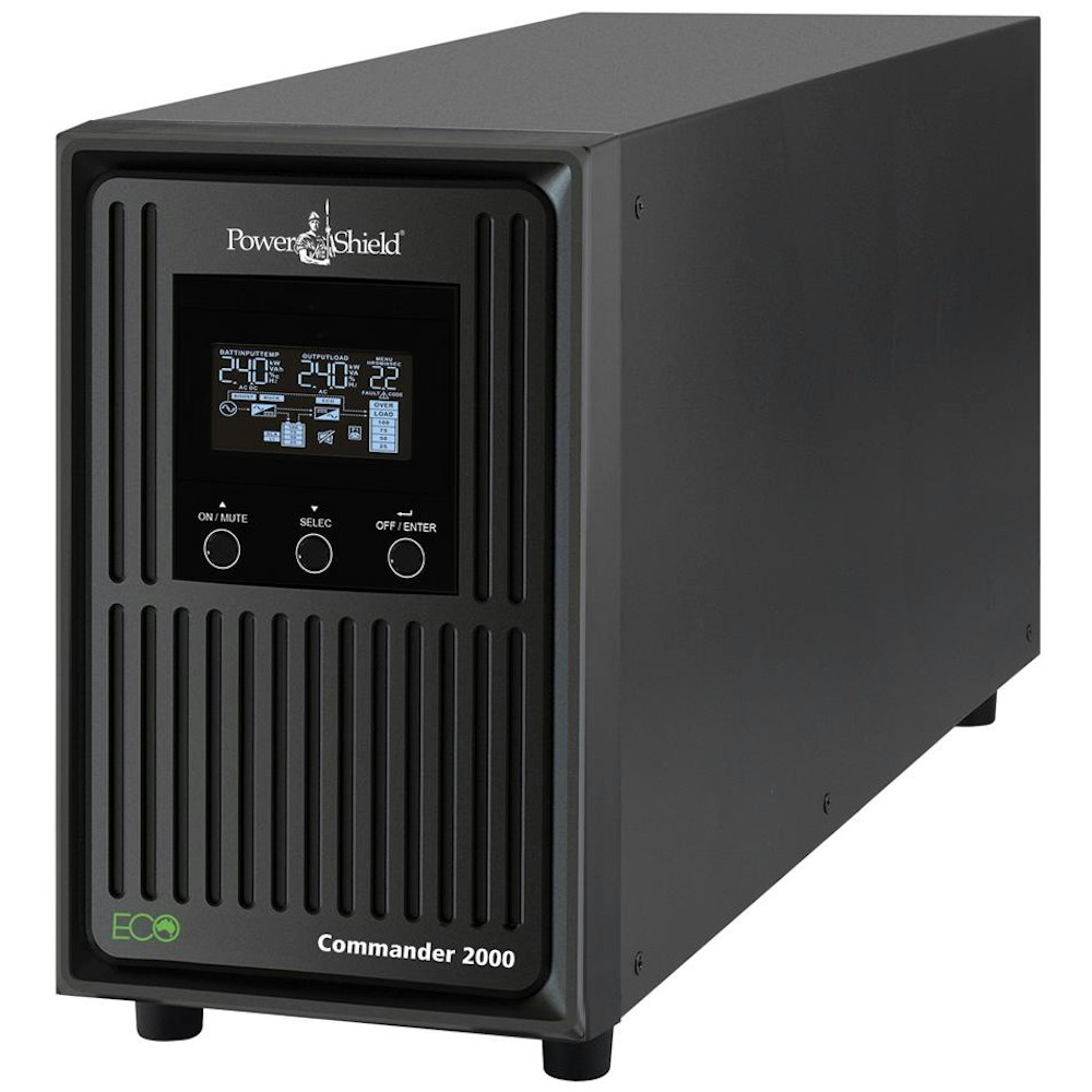 A large main feature product image of PowerShield Commander Tower 2KVA Pure Sine Wave UPS