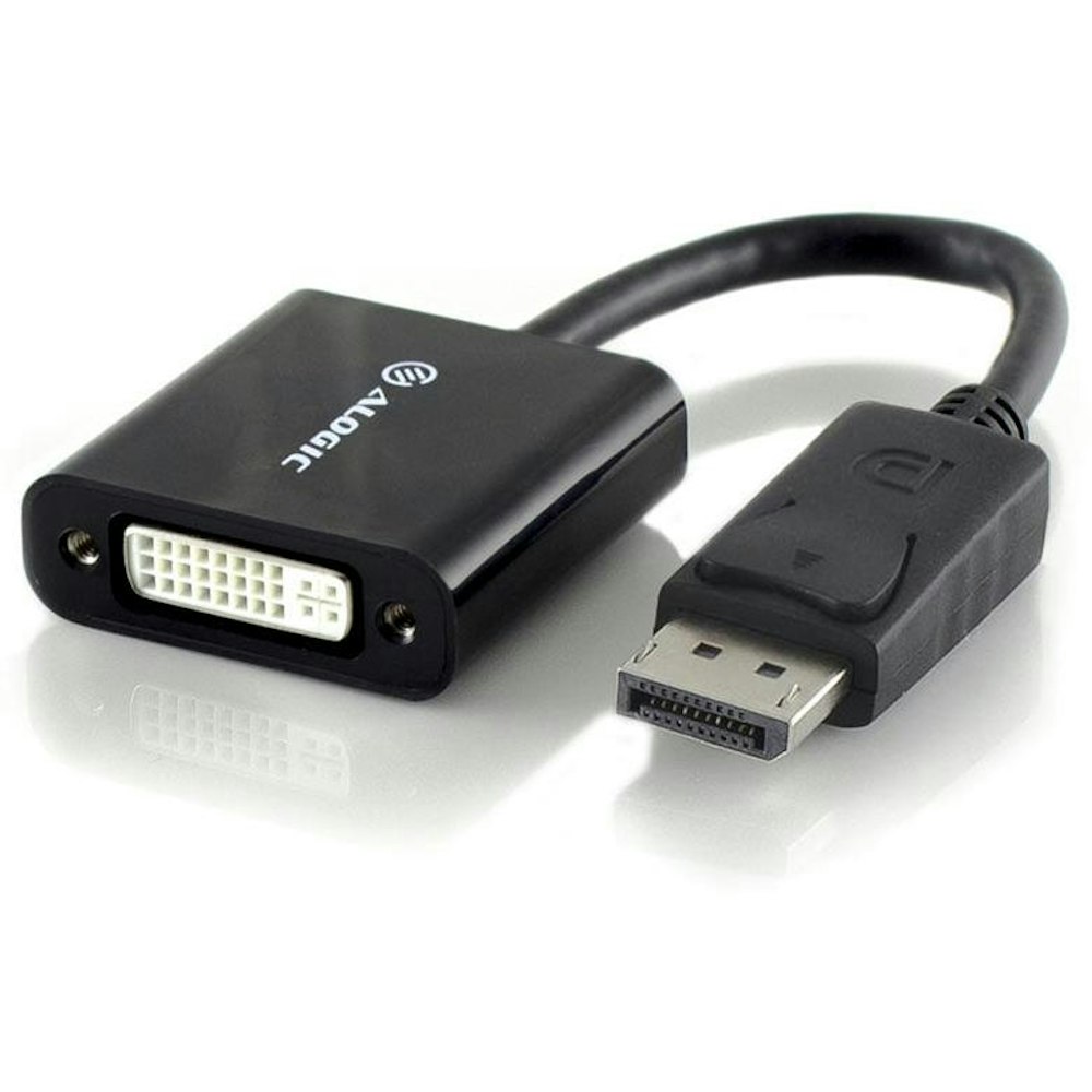 A large main feature product image of ALOGIC ACTIVE '4K' DisplayPort to DVI 20cm Male to Female Adapter Cable