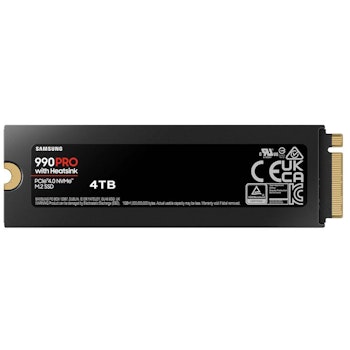 Product image of Samsung 990 Pro w/ Heatsink PCIe Gen4 NVMe M.2 SSD - 4TB - Click for product page of Samsung 990 Pro w/ Heatsink PCIe Gen4 NVMe M.2 SSD - 4TB